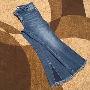 KanCan Blue Flare Jeans with Frayed Hem